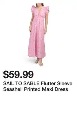 Marshalls SAIL TO SABLE Flutter Sleeve Seashell Printed Maxi Dress offer