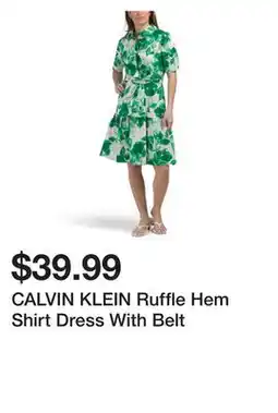 Marshalls CALVIN KLEIN Ruffle Hem Shirt Dress With Belt offer