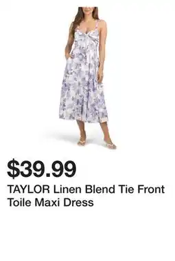 Marshalls TAYLOR Linen Blend Tie Front Toile Maxi Dress offer