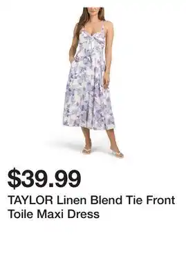 Marshalls TAYLOR Linen Blend Tie Front Toile Maxi Dress offer