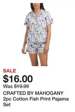 Marshalls CRAFTED BY MAHOGANY 2pc Cotton Fish Print Pajama Set offer