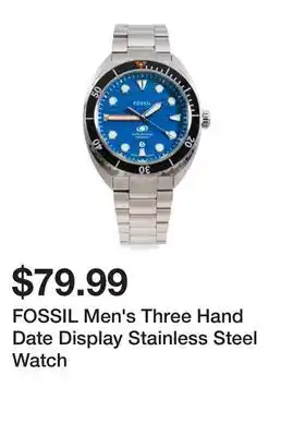 Marshalls FOSSIL Men's Three Hand Date Display Stainless Steel Watch offer