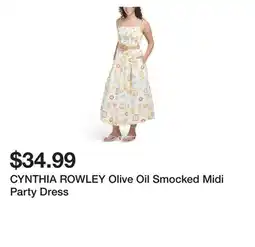 Marshalls CYNTHIA ROWLEY Olive Oil Smocked Midi Party Dress offer