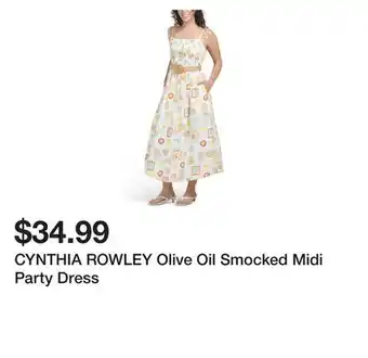 Marshalls CYNTHIA ROWLEY Olive Oil Smocked Midi Party Dress offer