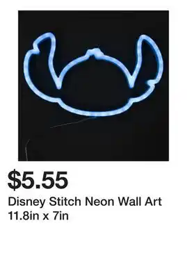 Five Below Disney Stitch Neon Wall Art 11.8in x 7in offer