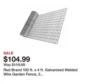 Tractor Supply Company Red Brand 100 ft. x 4 ft. Galvanized Welded Wire Garden Fence, 2 in. x 4 in. Mesh offer
