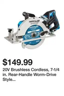 Harbor Freight Tools 20V Brushless Cordless, 7-1/4 in. Rear-Handle Worm-Drive Style Circular Saw - Tool Only offer