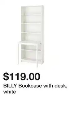 Ikea BILLY Bookcase with desk, white offer