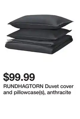 Ikea RUNDHAGTORN Duvet cover and pillowcase(s), anthracite offer