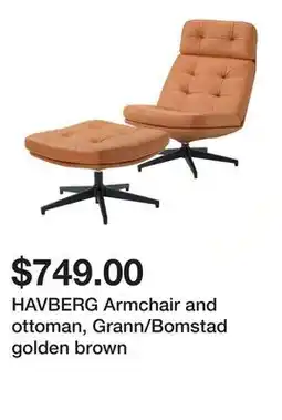 Ikea HAVBERG Armchair and ottoman, Grann/Bomstad golden brown offer