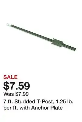 Tractor Supply Company 7 ft. Studded T-Post, 1.25 lb. per ft. with Anchor Plate offer