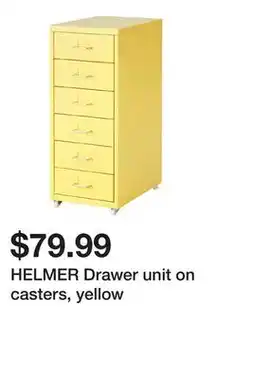 Ikea HELMER Drawer unit on casters, yellow offer