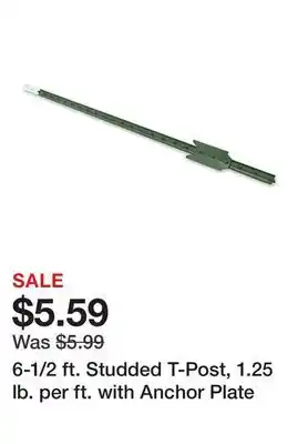Tractor Supply Company 6-1/2 ft. Studded T-Post, 1.25 lb. per ft. with Anchor Plate offer