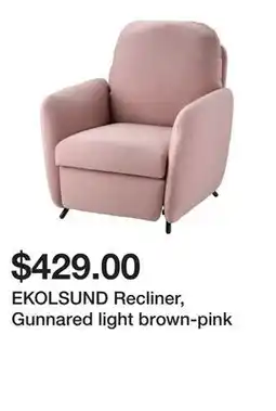 Ikea EKOLSUND Recliner, Gunnared light brown-pink offer