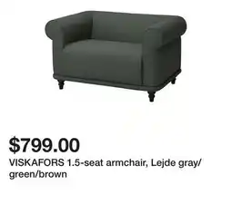 Ikea VISKAFORS 1.5-seat armchair, Lejde gray/green/brown offer