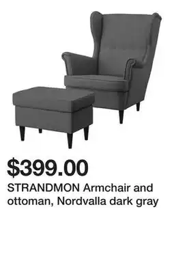 Ikea STRANDMON Armchair and ottoman, Nordvalla dark gray offer