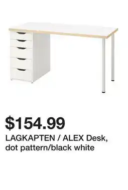 Ikea LAGKAPTEN / ALEX Desk, dot pattern/black white offer