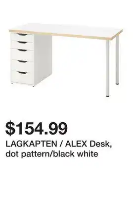 Ikea LAGKAPTEN / ALEX Desk, dot pattern/black white offer