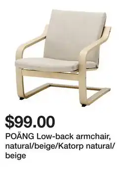 Ikea POÄNG Low-back armchair, natural/beige/Katorp natural/beige offer