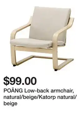 Ikea POÄNG Low-back armchair, natural/beige/Katorp natural/beige offer