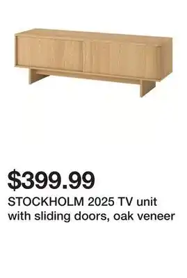 Ikea STOCKHOLM 2025 TV unit with sliding doors, oak veneer offer