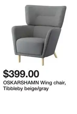 Ikea OSKARSHAMN Wing chair, Tibbleby beige/gray offer