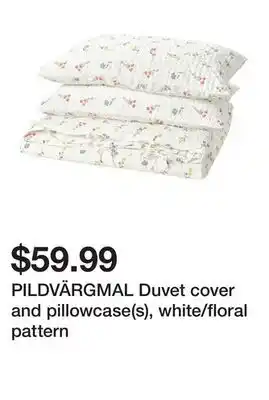 Ikea PILDVÄRGMAL Duvet cover and pillowcase(s), white/floral pattern offer