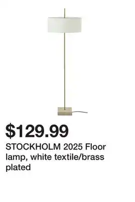 Ikea STOCKHOLM 2025 Floor lamp, white textile/brass plated offer