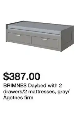 Ikea BRIMNES Daybed with 2 drawers/2 mattresses, gray/Ågotnes firm offer