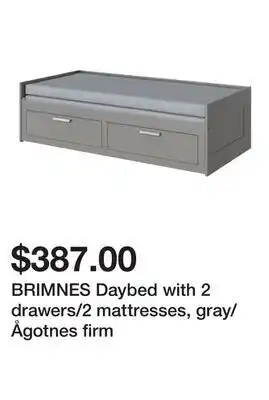 Ikea BRIMNES Daybed with 2 drawers/2 mattresses, gray/Ågotnes firm offer