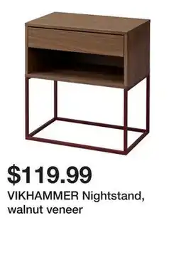 Ikea VIKHAMMER Nightstand, walnut veneer offer