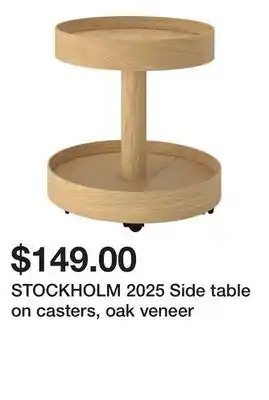 Ikea STOCKHOLM 2025 Side table on casters, oak veneer offer