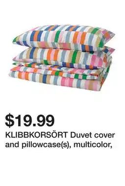 Ikea KLIBBKORSÖRT Duvet cover and pillowcase(s), multicolor offer