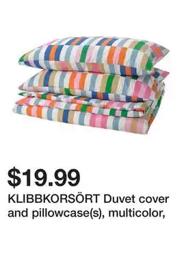 Ikea KLIBBKORSÖRT Duvet cover and pillowcase(s), multicolor offer