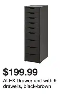 Ikea ALEX Drawer unit with 9 drawers, black-brown offer