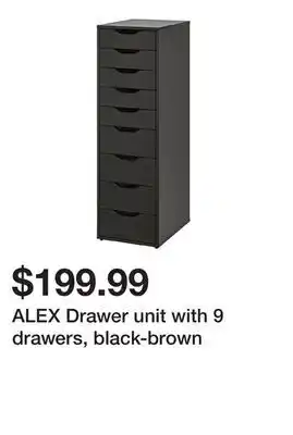 Ikea ALEX Drawer unit with 9 drawers, black-brown offer