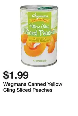Wegmans Wegmans Canned Yellow Cling Sliced Peaches offer