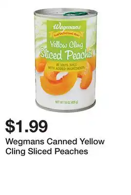 Wegmans Wegmans Canned Yellow Cling Sliced Peaches offer