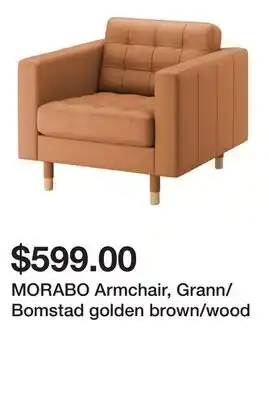 Ikea MORABO Armchair, Grann/Bomstad golden brown/wood offer