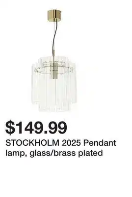Ikea STOCKHOLM 2025 Pendant lamp, glass/brass plated offer
