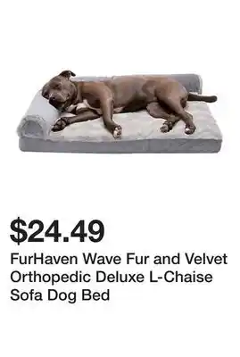 Tractor Supply Company FurHaven Wave Fur and Velvet Orthopedic Deluxe L-Chaise Sofa Dog Bed offer