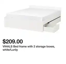 Ikea VIHALS Bed frame with 2 storage boxes, white/Luröy offer
