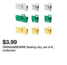 Ikea ÖRINGABBORRE Sealing clip, set of 9, multicolor offer