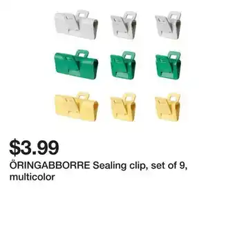 Ikea ÖRINGABBORRE Sealing clip, set of 9, multicolor offer