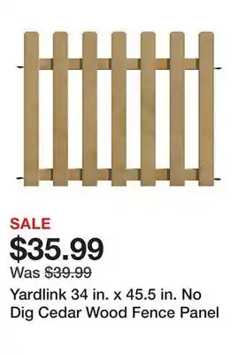 Tractor Supply Company Yardlink 34 in. x 45.5 in. No Dig Cedar Wood Fence Panel offer