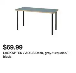 Ikea LAGKAPTEN / ADILS Desk, gray-turquoise/black offer
