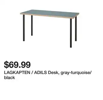 Ikea LAGKAPTEN / ADILS Desk, gray-turquoise/black offer