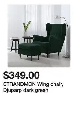 Ikea STRANDMON Wing chair, Djuparp dark green offer