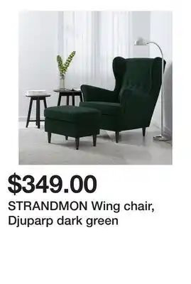Ikea STRANDMON Wing chair, Djuparp dark green offer