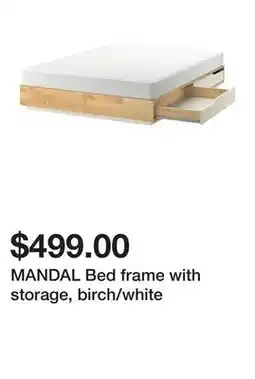 Ikea MANDAL Bed frame with storage, birch/white offer